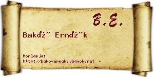 Bakó Ernák névjegykártya